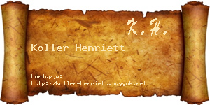 Koller Henriett névjegykártya